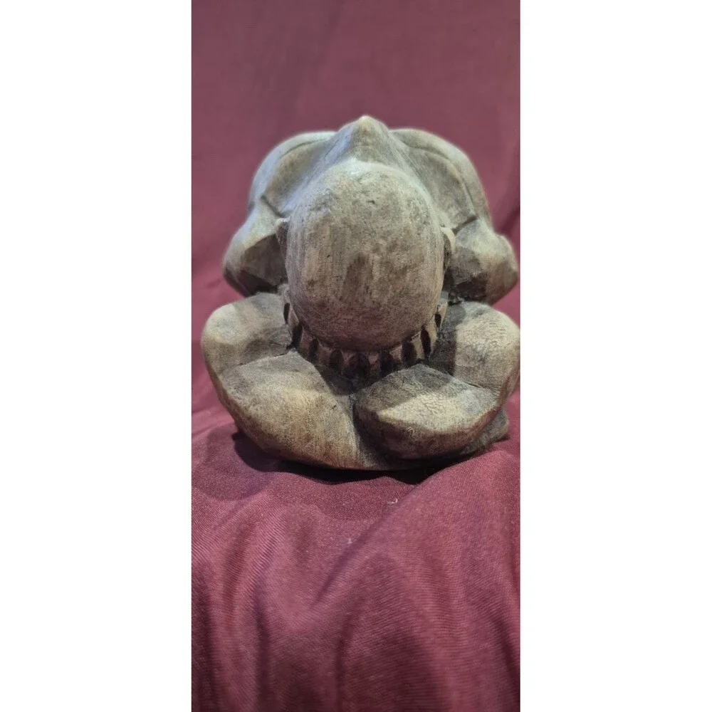 Hand Carved Weeping Buddha Orang Malu Wood Sculpture Yogi Figure 4x4.5 Vintage